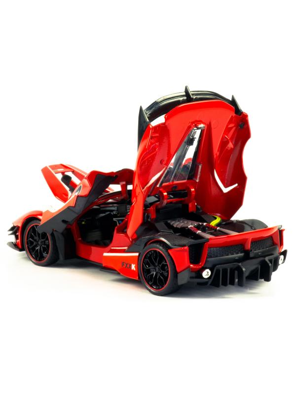 Металлическая машинка HengTeng 1:24 «Ferrari FXXK» 53522-23A, 20 см., инерционная, свет, звук / Красный