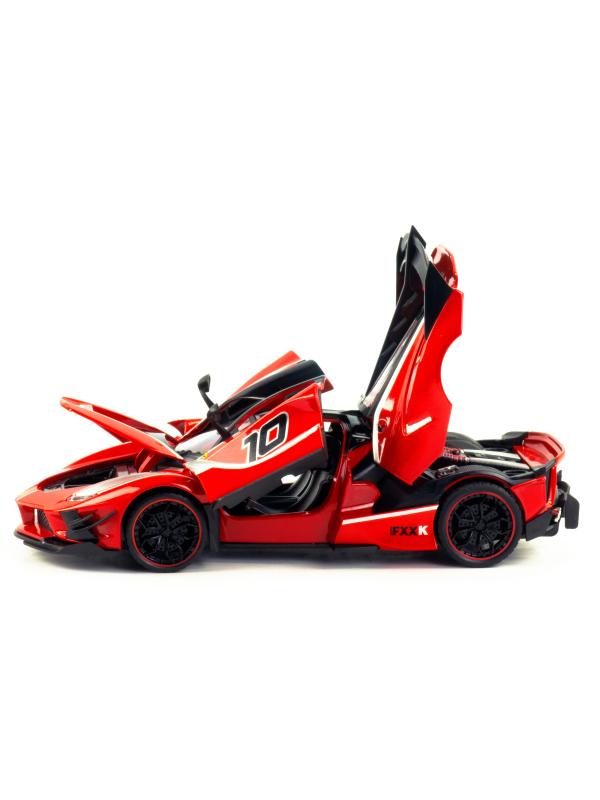 Металлическая машинка HengTeng 1:24 «Ferrari FXXK» 53522-23A, 20 см., инерционная, свет, звук / Красный