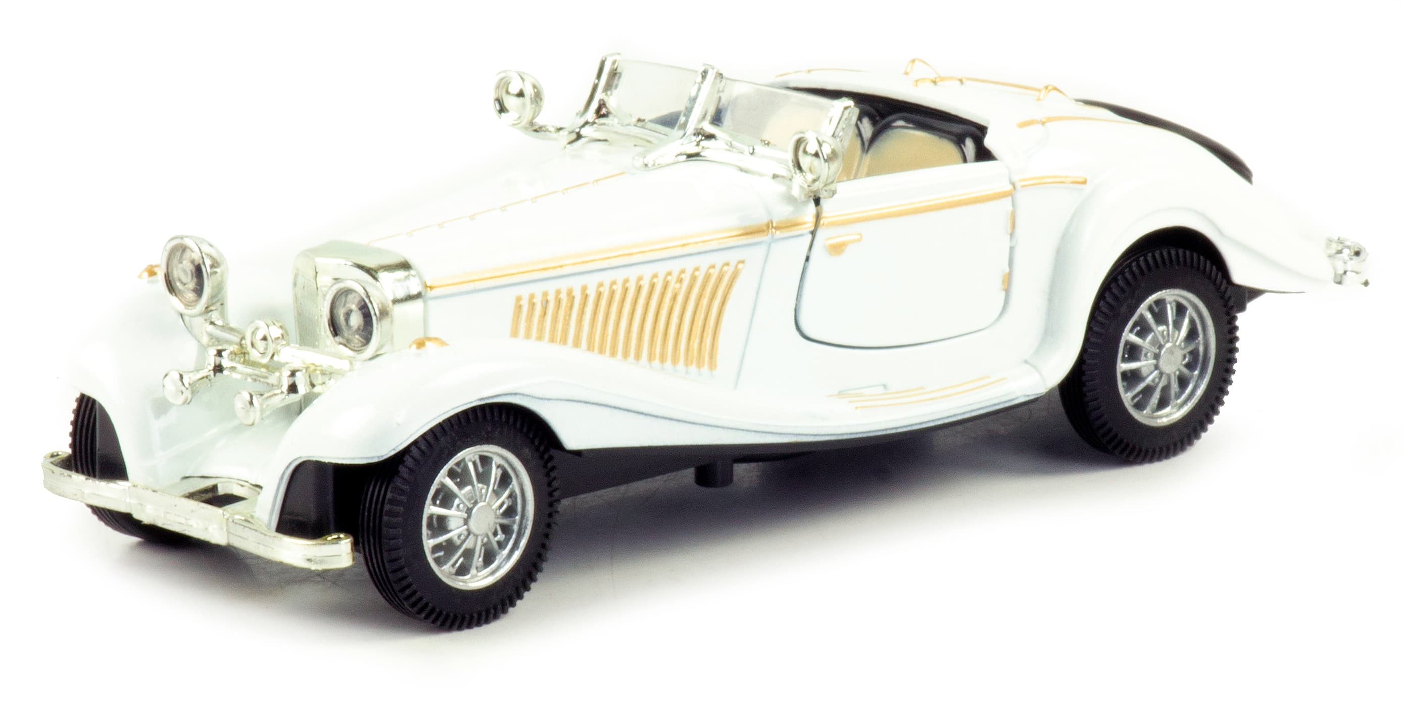 Машинка металлическая Ming Ying 66 1:28 «Классический Ретро автомобиль» MY66-Q20 16,8 см., инерционная, свет, звук / Белый