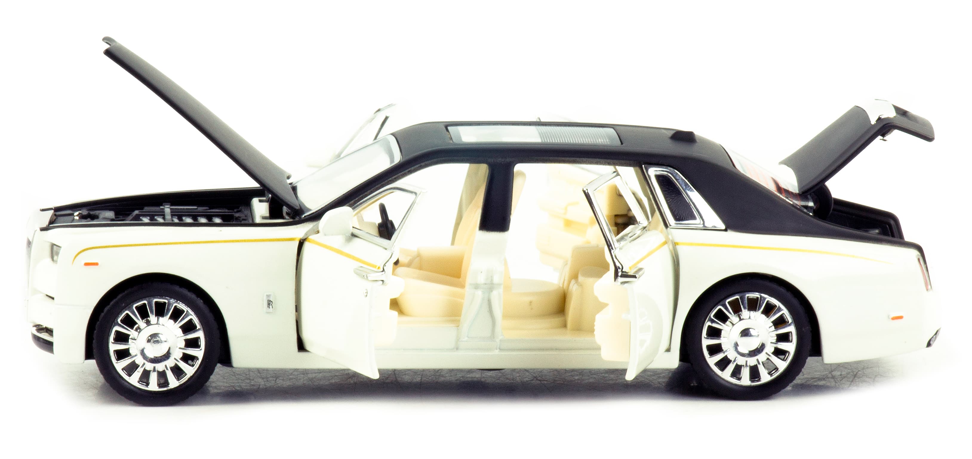 Металлическая машинка Che Zhi 1:32 «Rolls-Royce Phantom» CZ42A, 17 см., инерционная, свет, звук / Белый