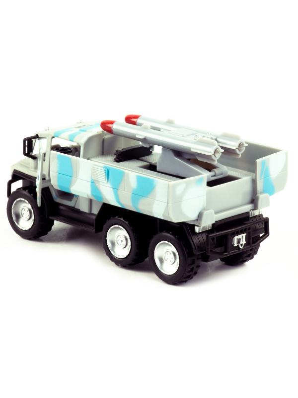 Машинка металлическая 1:32 «Военный Sonic Landmaster UN» 7060B, 16,5 см. инерционная, свет, звук / Светло-синий