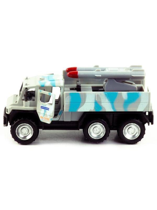 Машинка металлическая 1:32 «Военный Sonic Landmaster UN» 7060B, 16,5 см. инерционная, свет, звук / Светло-синий