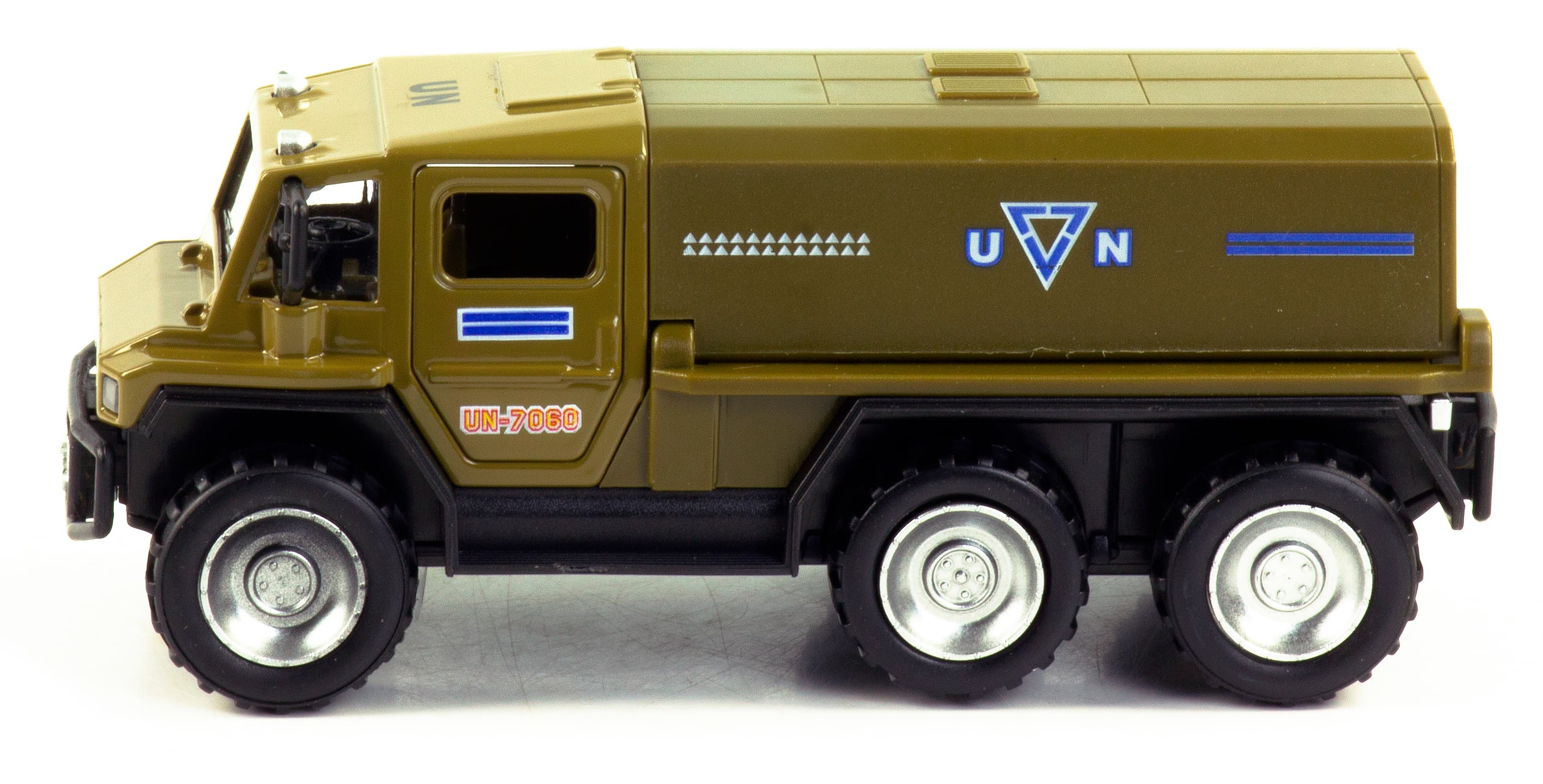 Машинка металлическая 1:32 «Военный Sonic Landmaster UN» 7060B, 16,5 см. инерционная, свет, звук / Хаки
