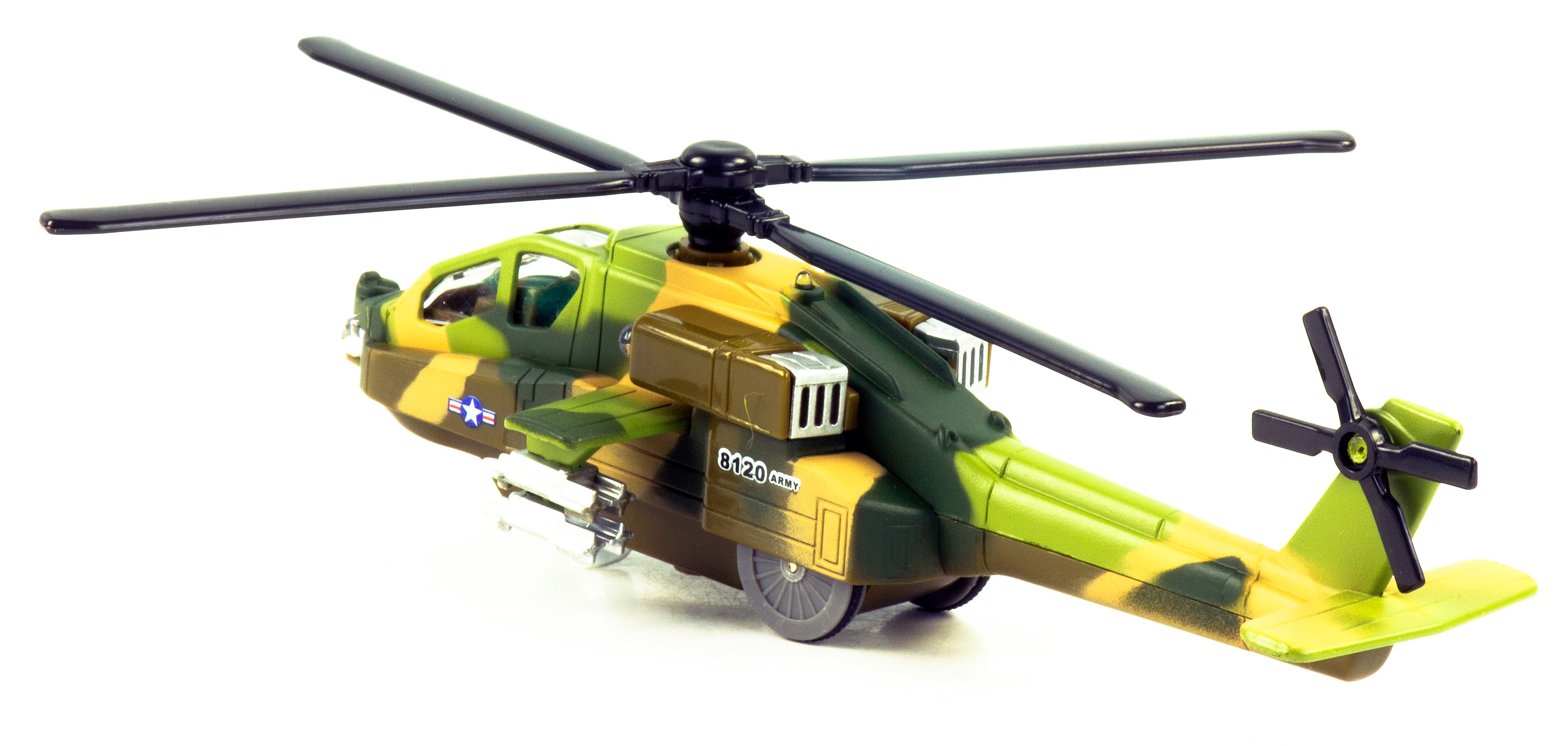 Металлический военный вертолет «Sonic Gunship» 22 см. 8120D-1, инерционный, свет, звук
