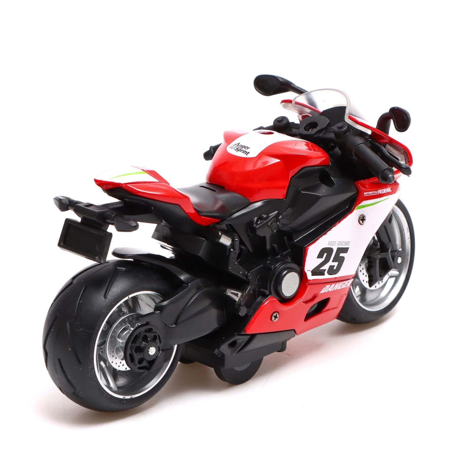 Металлический мотоцикл  Ming Ying 66 1:12 MY66-M2231 15 см. инерционный, свет, звук / Красный