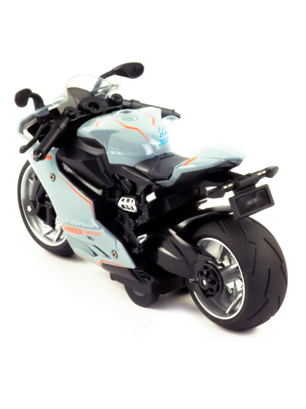 Металлический мотоцикл  Ming Ying 66 1:12 MY66-M2231 15 см. инерционный, свет, звук /Серый