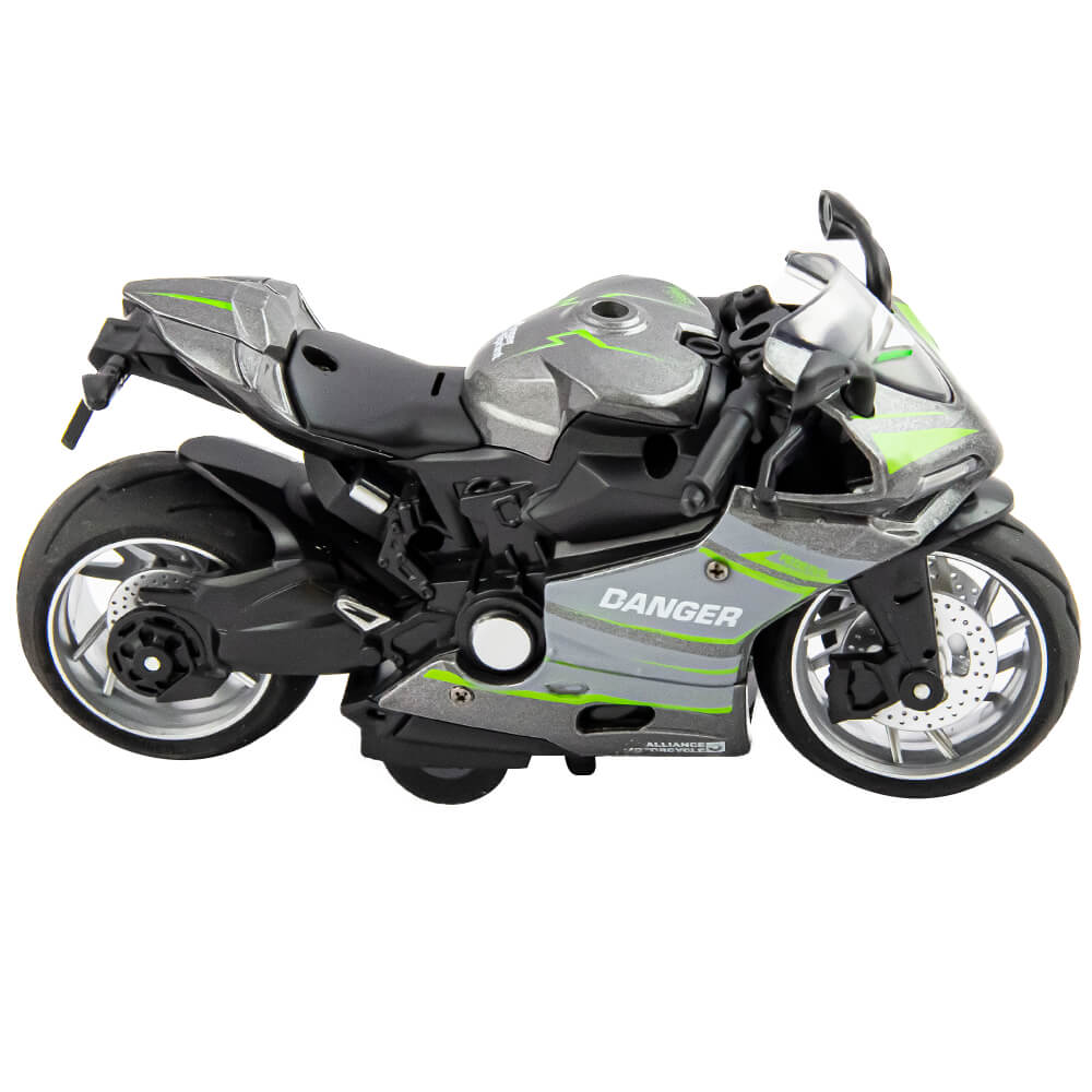 Металлический мотоцикл  Ming Ying 66 1:12 MY66-M2231 15 см. инерционный, свет, звук / Серо-зеленый