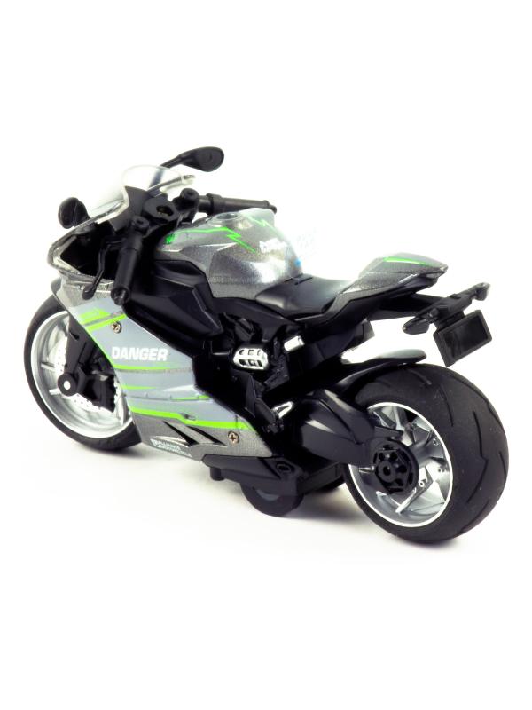 Металлический мотоцикл  Ming Ying 66 1:12 MY66-M2231 15 см. инерционный, свет, звук / Серо-зеленый