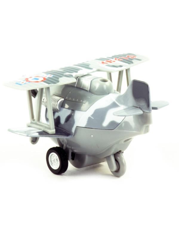 Самолет металлический Tai Tung «War Bird» 10 см. 419, инерционный / Серый