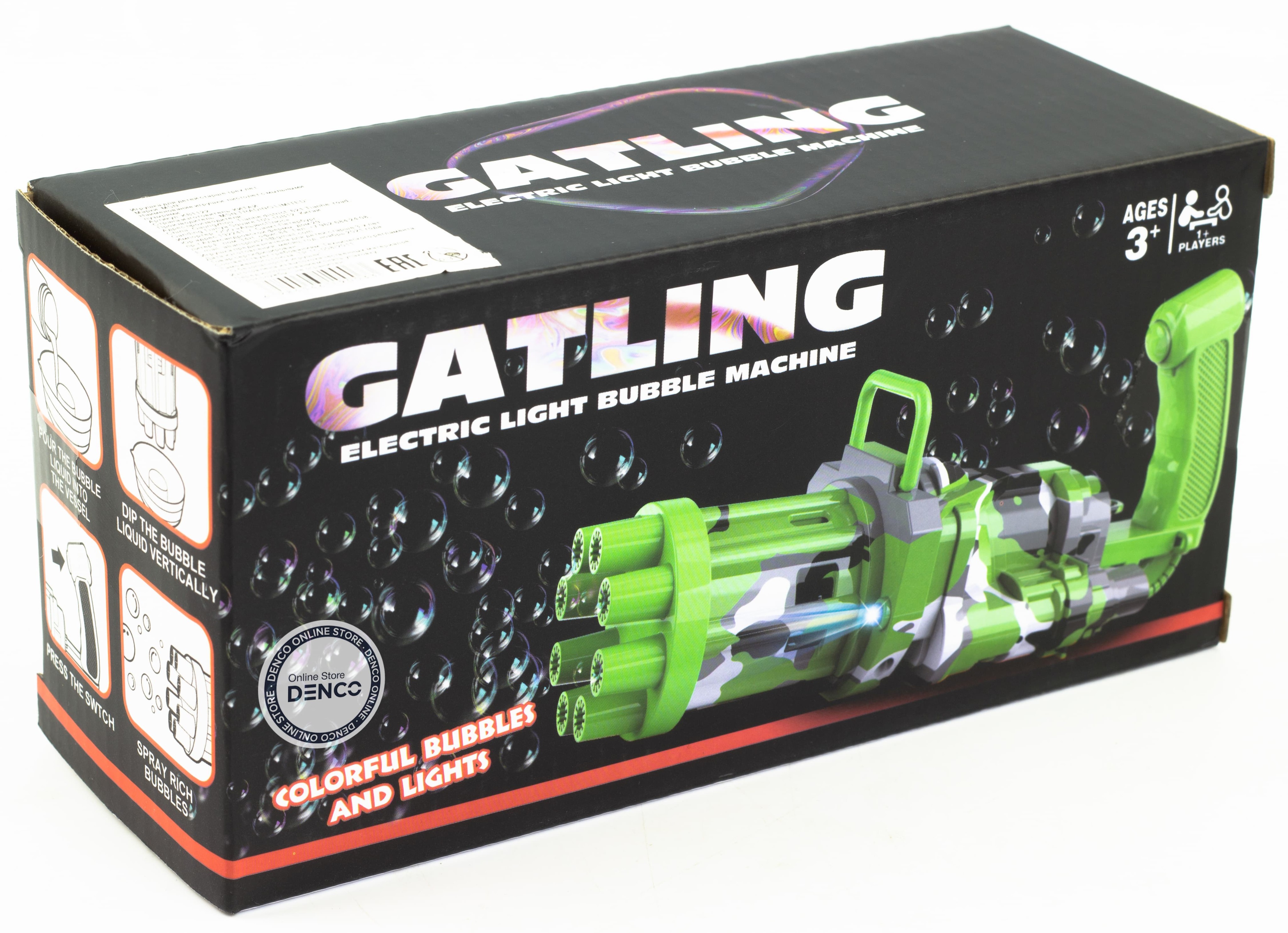 Пистолет-генератор мыльных пузырей «Gatling» KB1122, свет / Микс