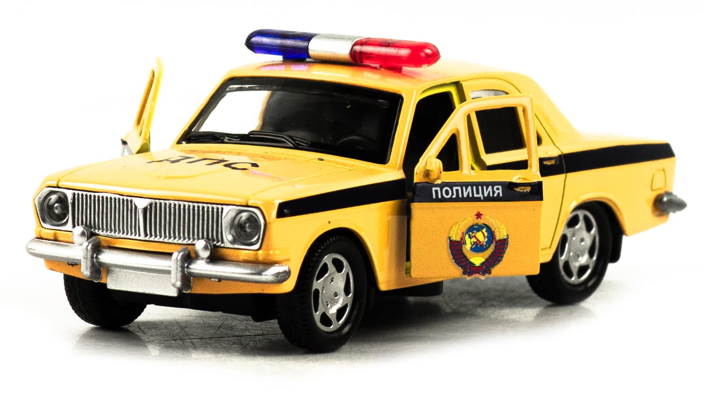 Машинка металлическая 1:32 «ГАЗ 2401: Полиция» 1821P-1822P-12D, инерционная, свет, звук / Желтый