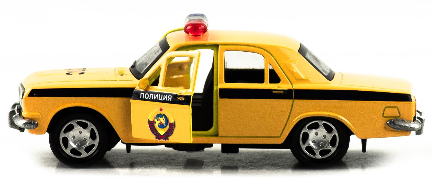 Машинка металлическая 1:32 «ГАЗ 2401: Полиция» 1821P-1822P-12D, инерционная, свет, звук / Желтый