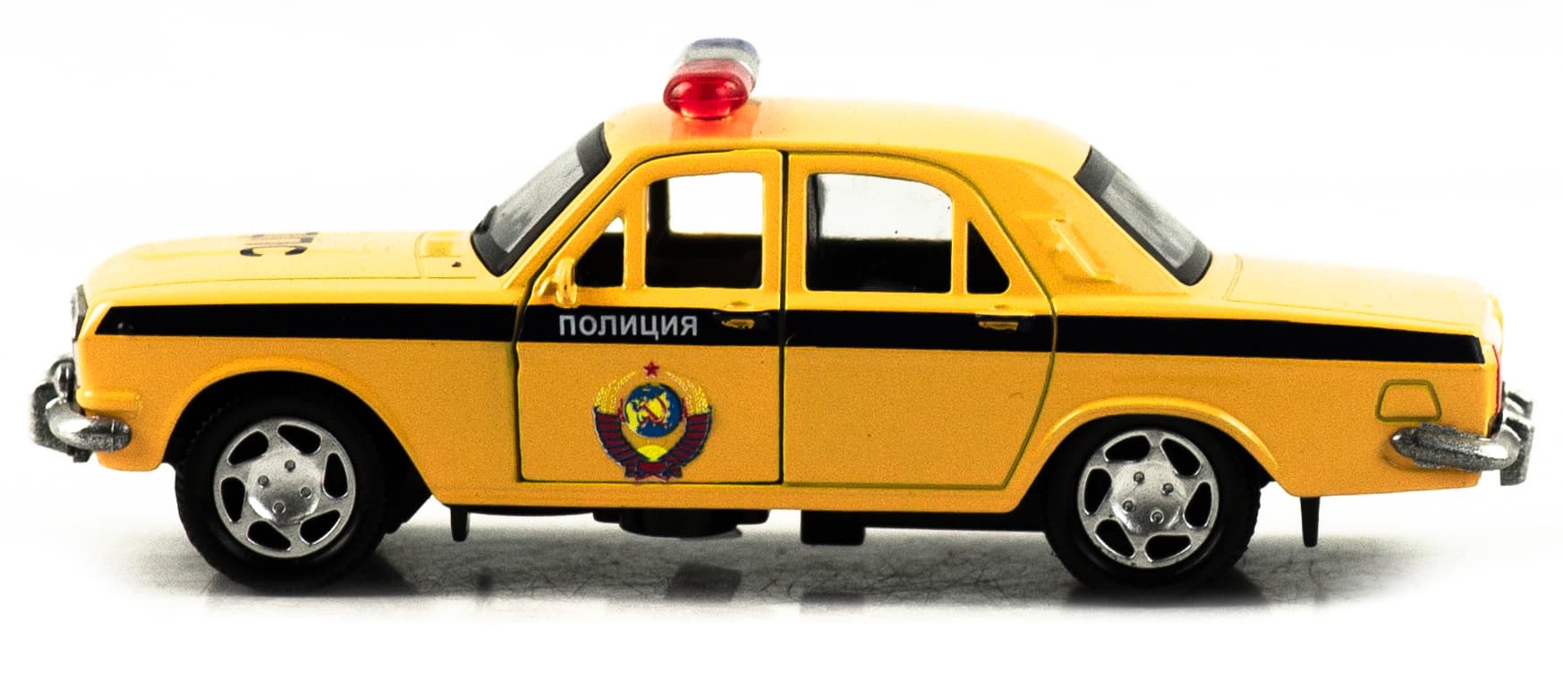Машинка металлическая 1:32 «ГАЗ 2401: Полиция» 1821P-1822P-12D, инерционная, свет, звук / Желтый