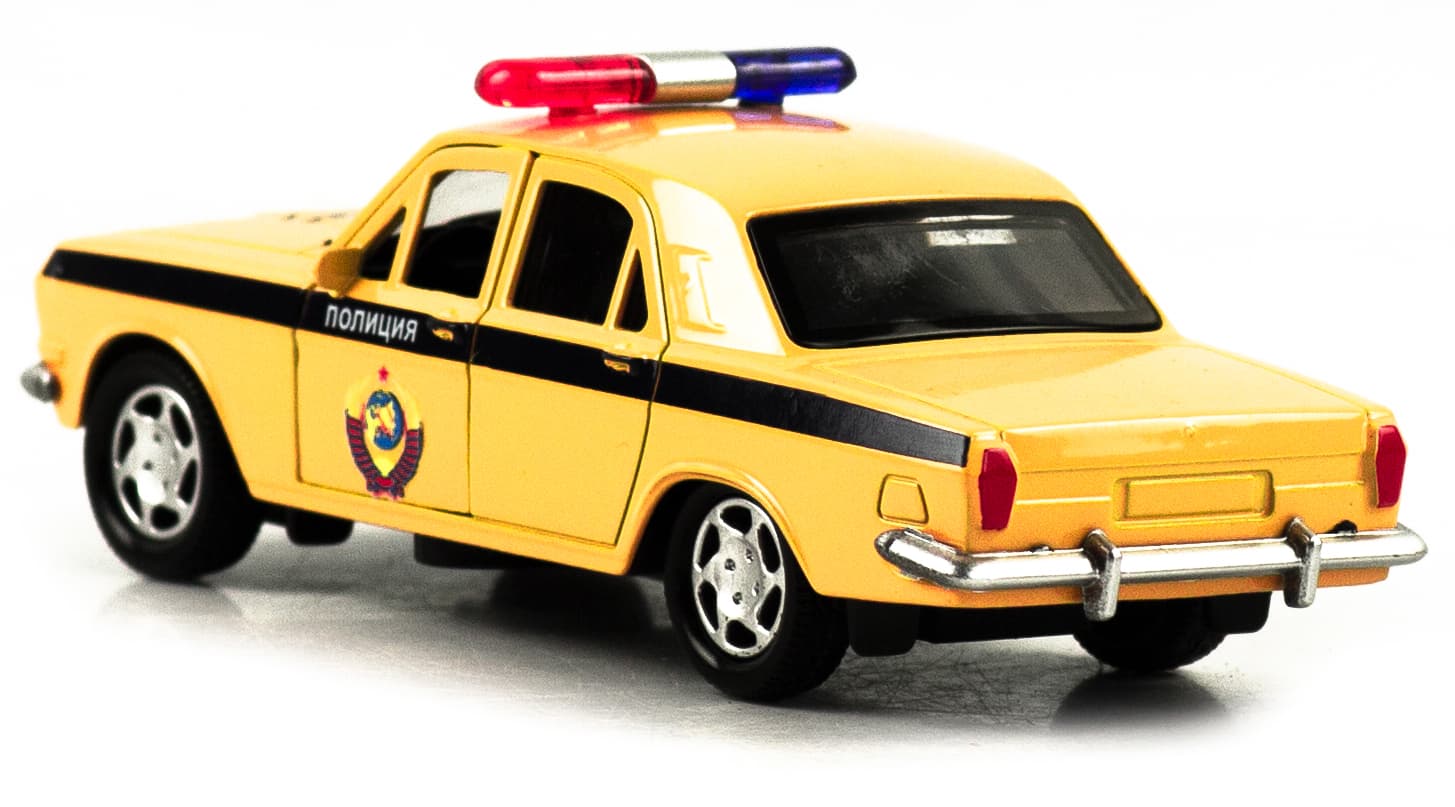 Машинка металлическая 1:32 «ГАЗ 2401: Полиция» 1821P-1822P-12D, инерционная, свет, звук / Желтый