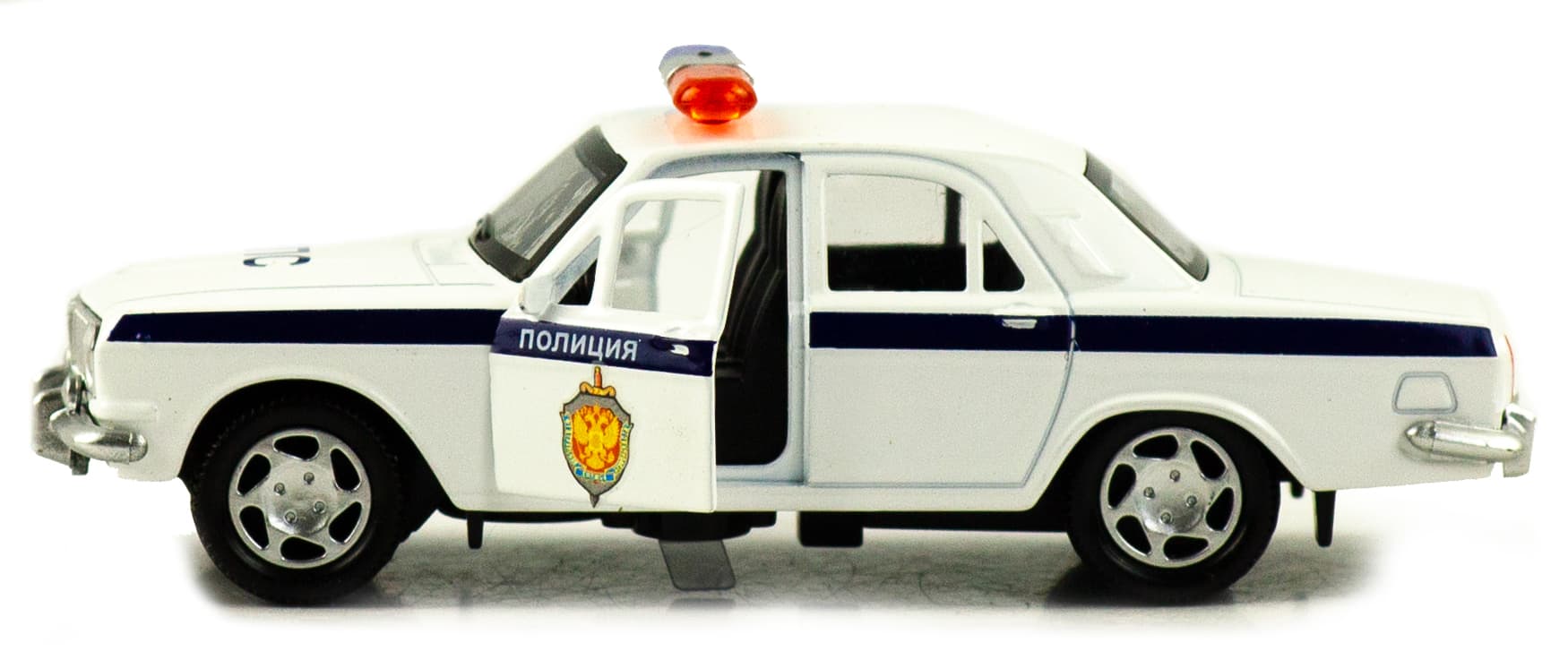 Машинка металлическая 1:32 «ГАЗ 2401: Полиция» 1821P-1822P-12D, инерционная, свет, звук / Белый