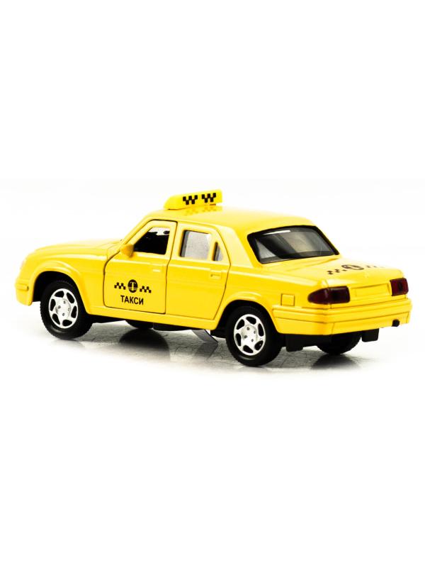 Машинка металлическая 1:32 «31105 Волга: Такси» 1821P-1822P-12D, инерционная, свет, звук / Желтый