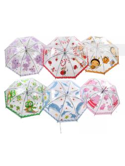 Зонтик детский купольный, прозрачный, 50 см. 47236 / Микс