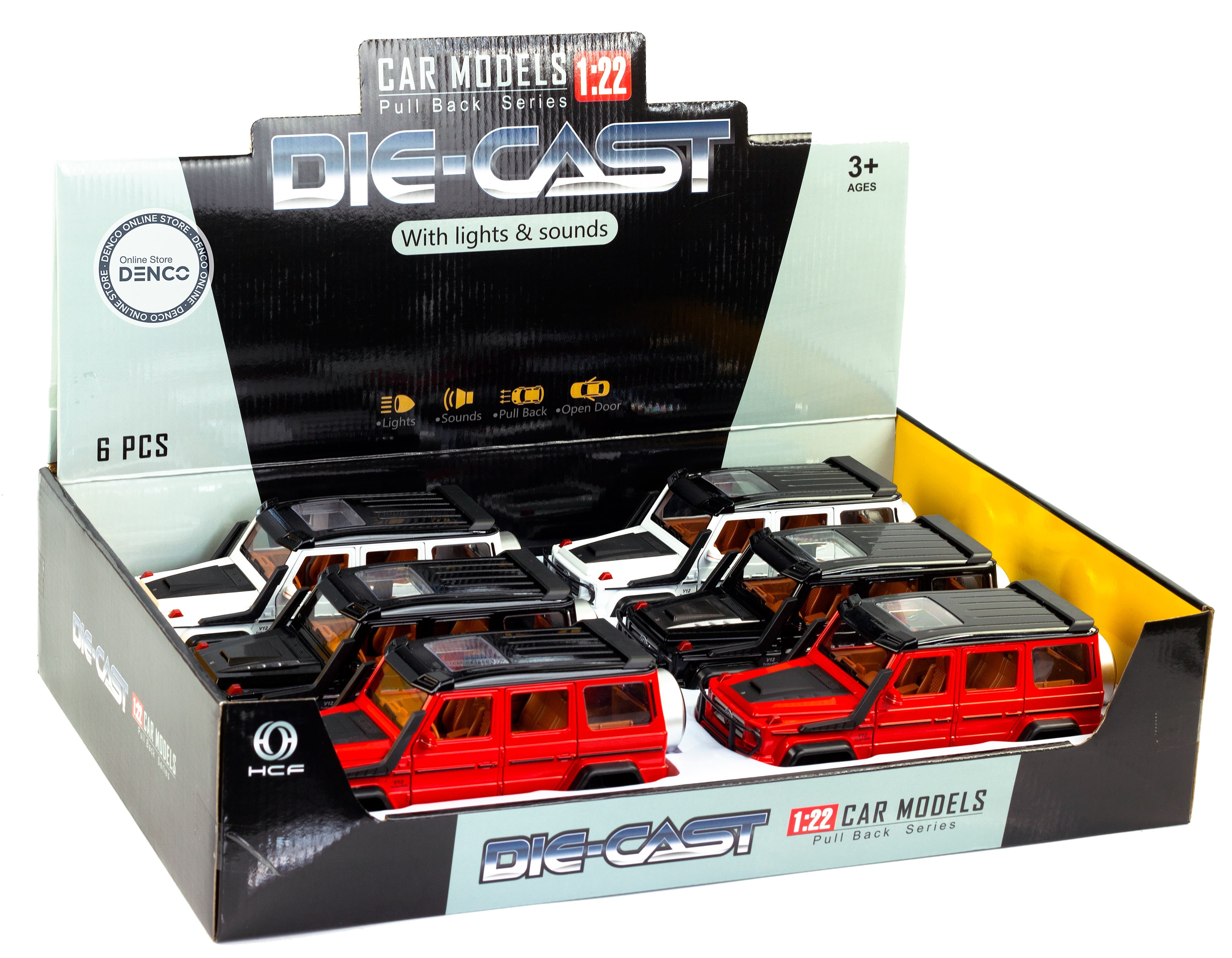 Металлическая машинка HCL 1:22 «Mercedes-Benz G63» HCL-908A, 22 см., инерционная, свет, звук / Микс