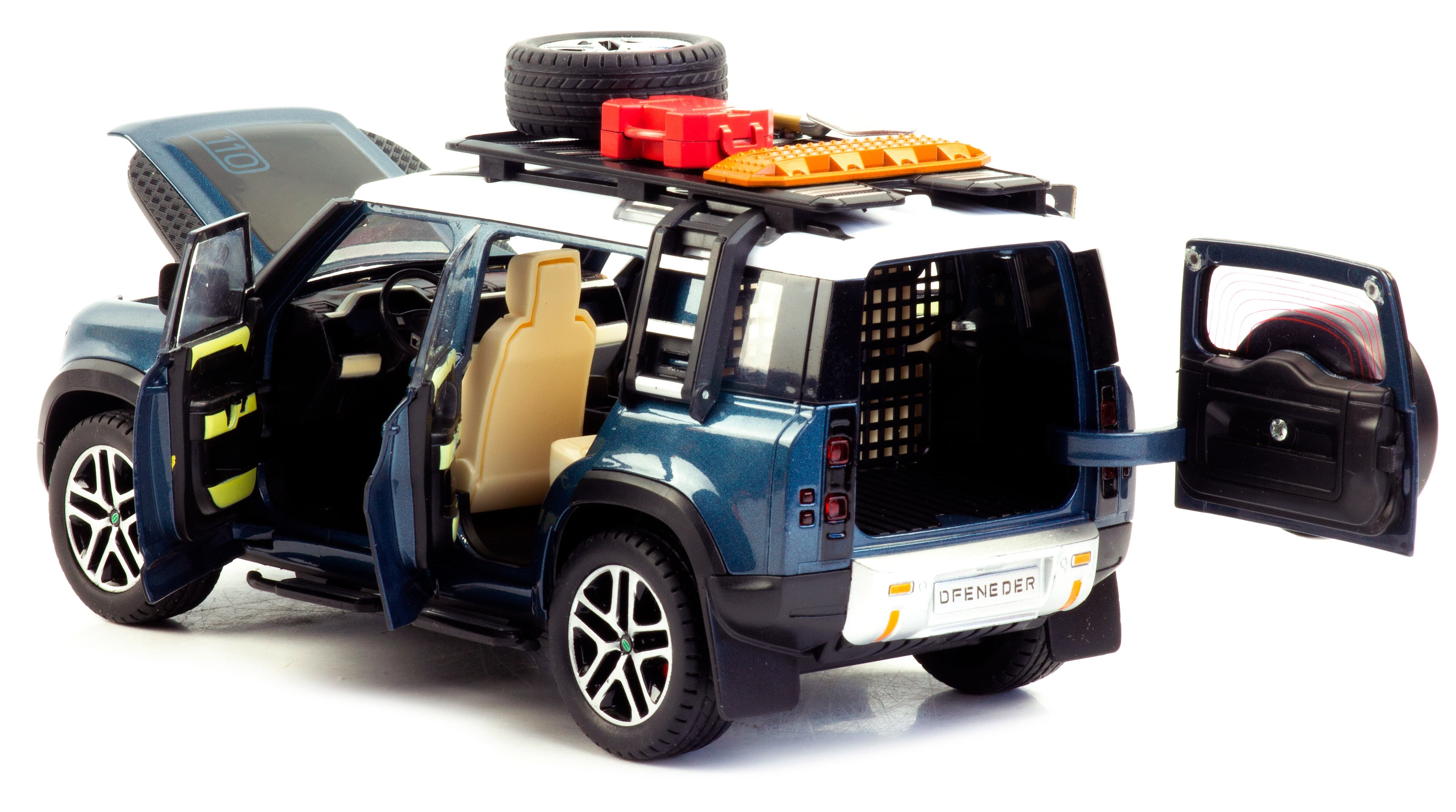Металлическая машинка Minyore 1:22 «Land Rover Defender 110SH» 0783-346, 22 см., звук, свет, инерционная / Микс