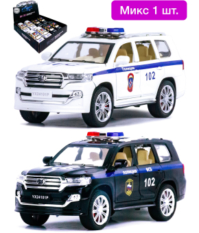 Металлическая машинка Che Zhi 1:24 «Toyota Land Cruiser Prado: Полиция» CZ124J, 21 см., инерционная, свет, звук / Микс