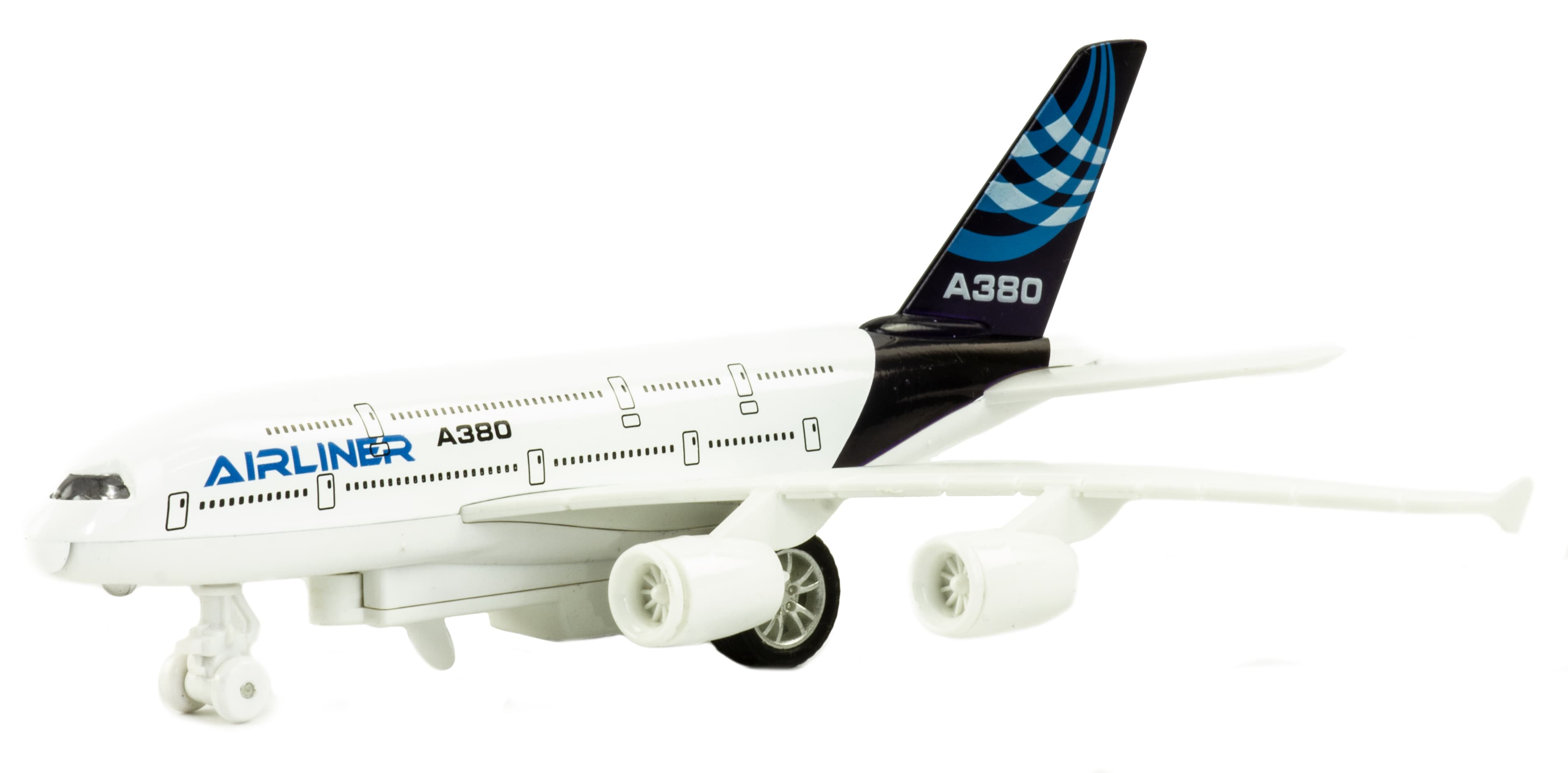 Металлический самолет 1:270 «Flying Tropeze / Airliner-A380» 22 см. H180-6, инерционный, свет, звук / Микс