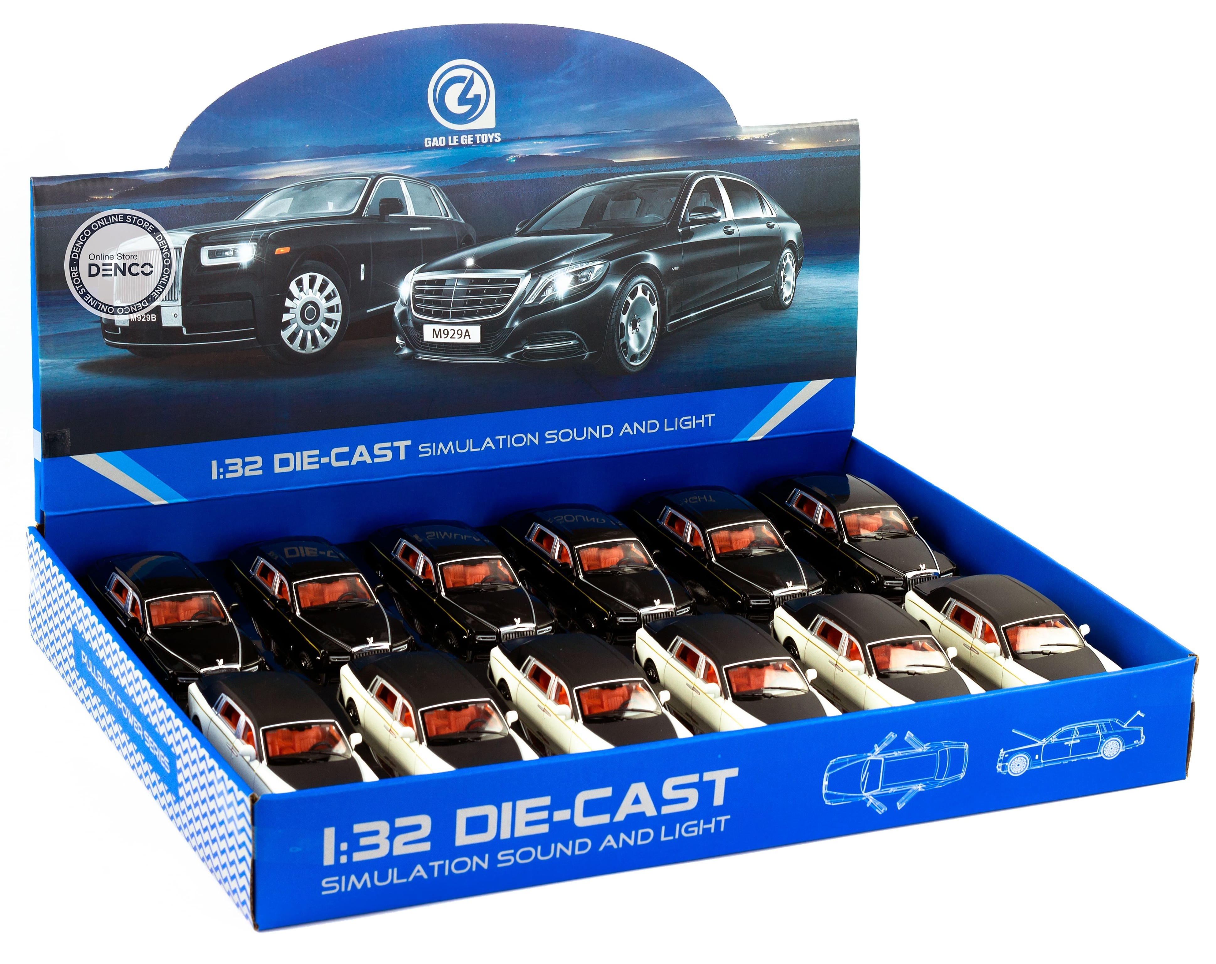 Металлическая машинка 1:32 «Rolls-Royce Phantom» М923B инерционная, свет, звук / Черный