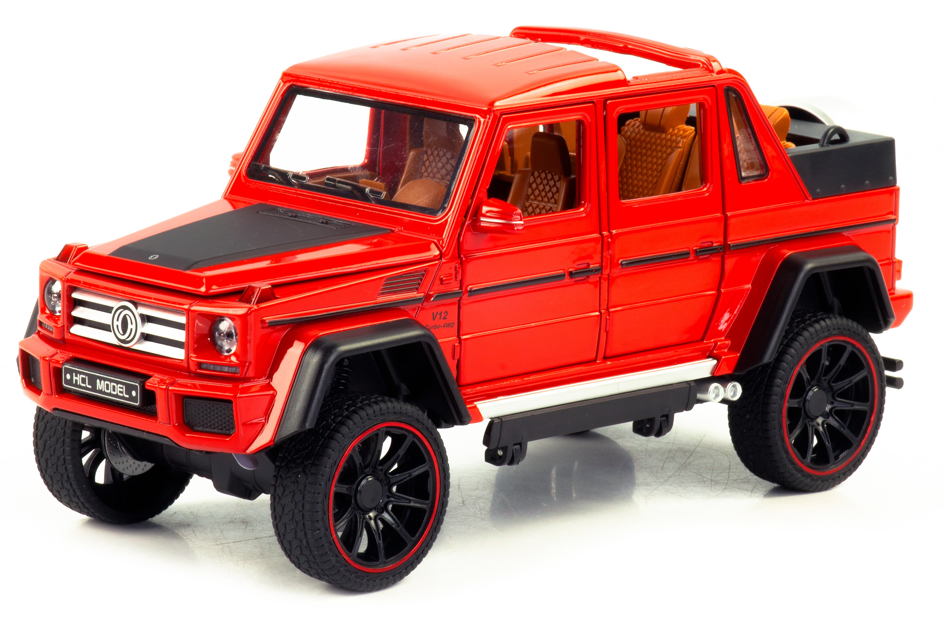 Металлическая машинка HCL 1:22 «Mercedes-Benz G63» HCL-902A, 22 см., инерционная, свет, звук / Красный