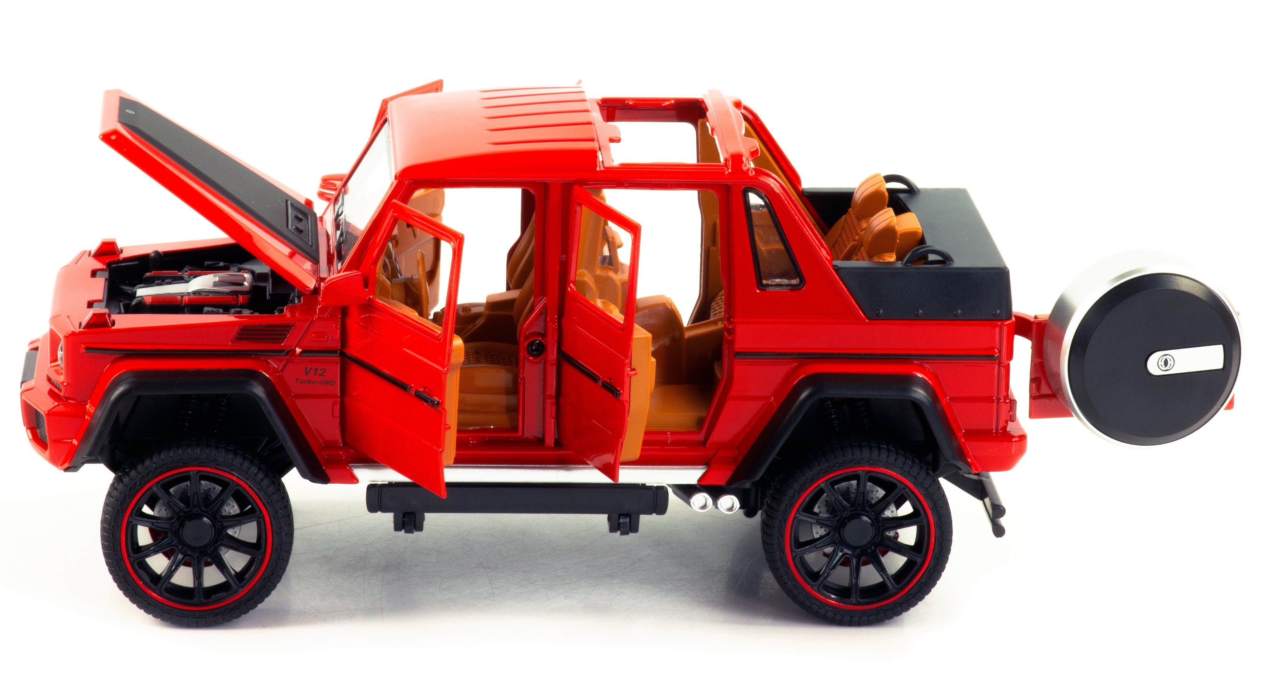 Металлическая машинка HCL 1:22 «Mercedes-Benz G63» HCL-902A, 22 см., инерционная, свет, звук / Красный