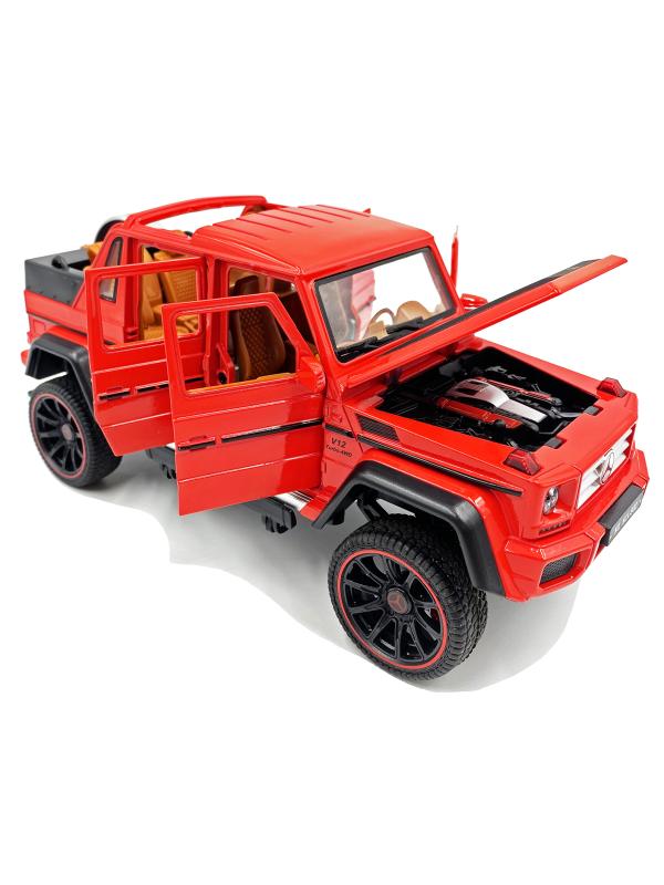 Металлическая машинка HCL 1:22 «Mercedes-Benz G63» HCL-902A, 22 см., инерционная, свет, звук / Красный