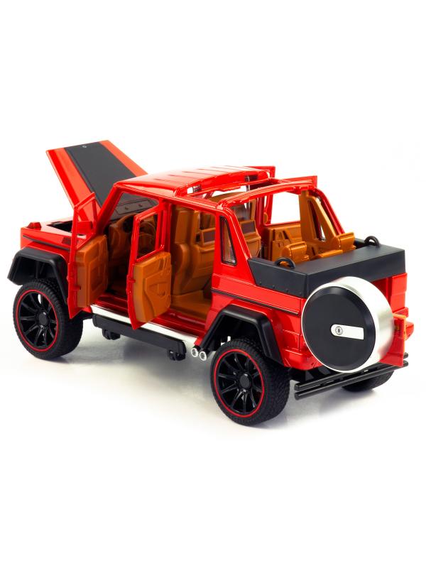 Металлическая машинка HCL 1:22 «Mercedes-Benz G63» HCL-902A, 22 см., инерционная, свет, звук / Красный