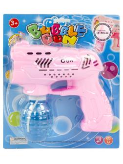 Пистолет-генератор мыльных пузырей «Bubble Gun» на батарейках, со светом и звуком 2088-31 / Розовый