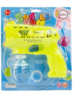 Пистолет-генератор мыльных пузырей «Bubble Gun» на батарейках, со светом и звуком 2088-31 / Желтый