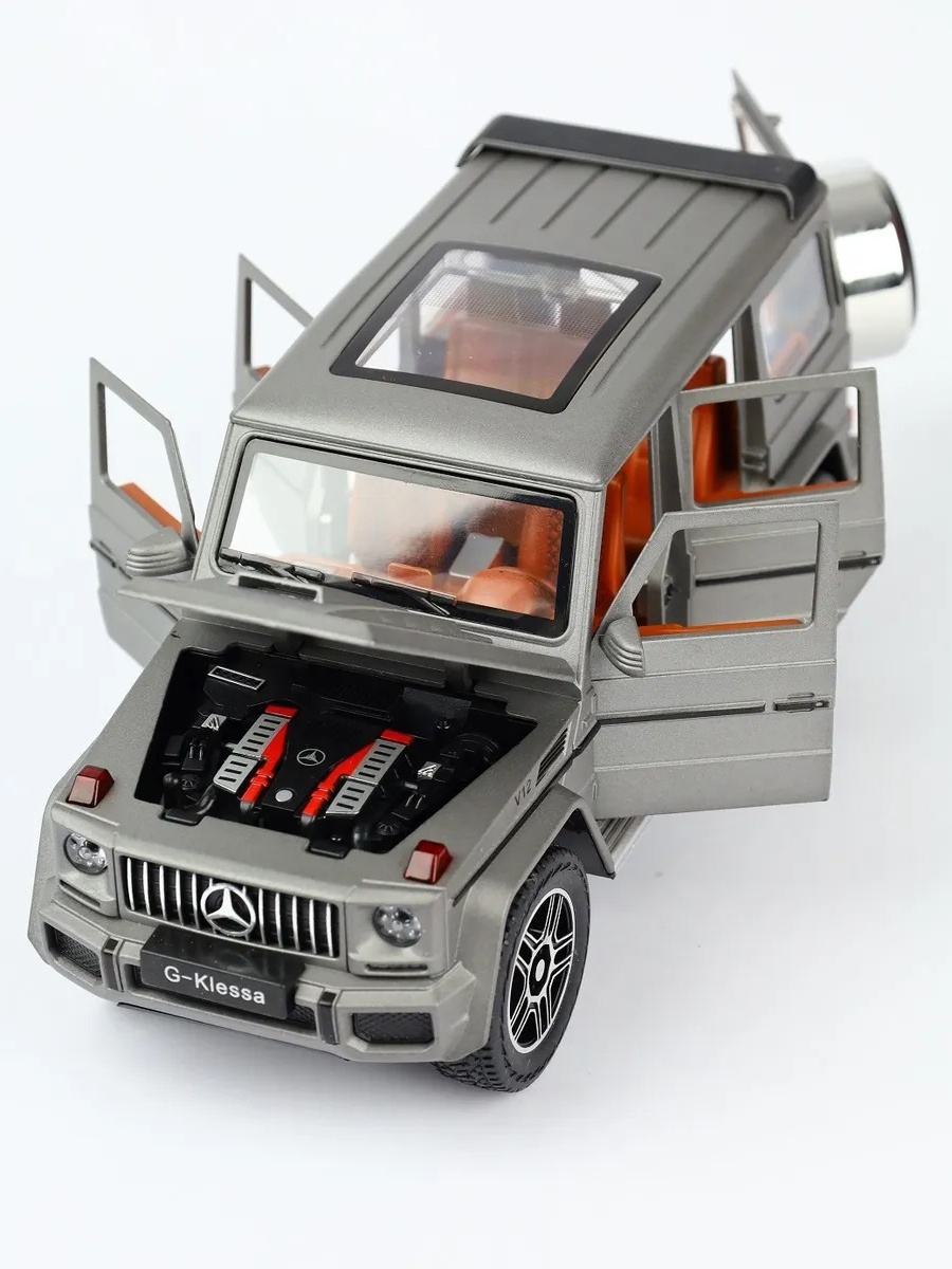 Металлическая машинка Che Zhi 1:24 «Mercedes-Benz G63» CZ118A, инерционная, свет, звук / Серый