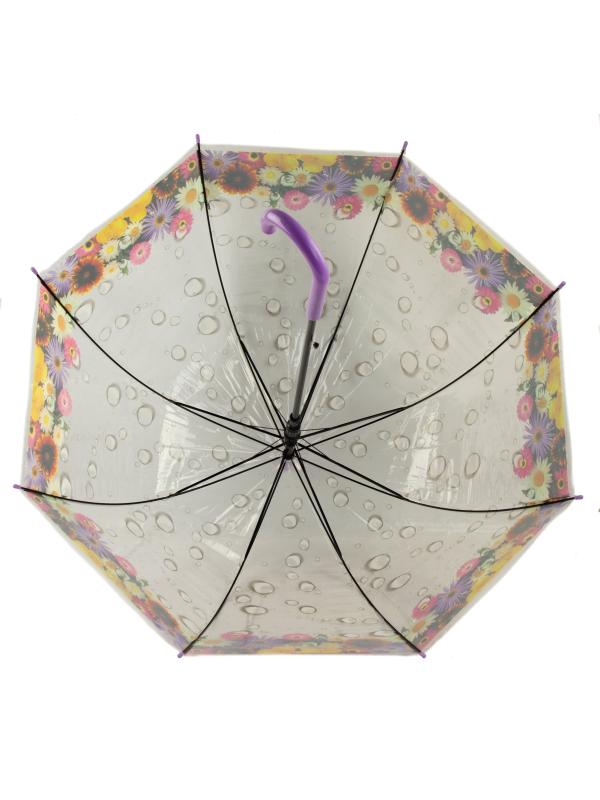 Зонтик детский «Цветы» прозрачный, 82 см. Н49793 / Сиреневый