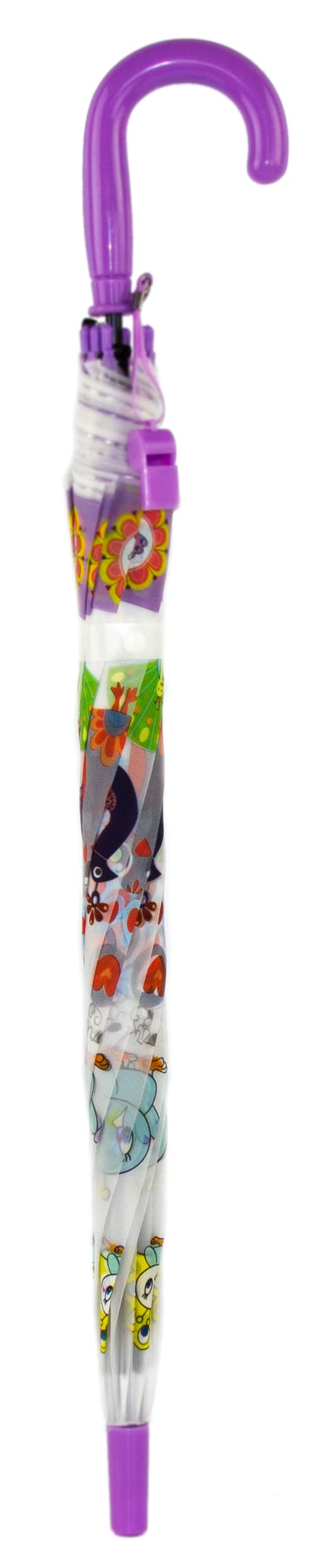 Зонтик детский Павлины со свистком, полуавтомат, 80 см., 49797 / Фиолетовый