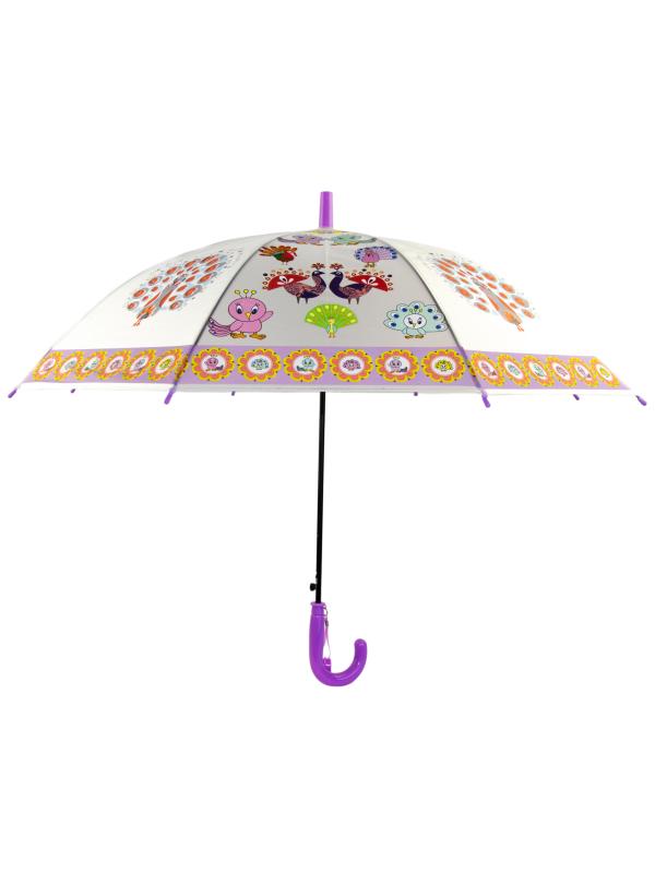 Зонтик детский Павлины со свистком, полуавтомат, 80 см., 49797 / Фиолетовый