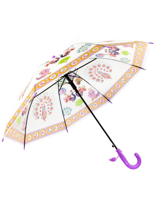 Зонтик детский Павлины со свистком, полуавтомат, 80 см., 49797 / Фиолетовый