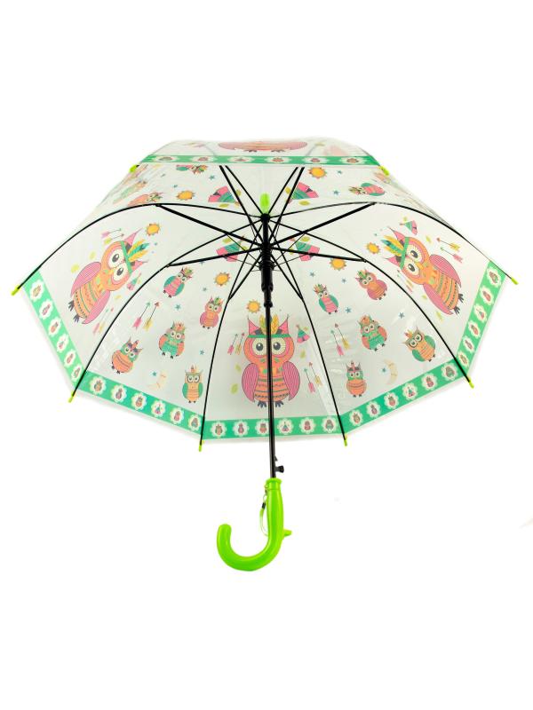 Зонтик детский «Совы» матовый, со свистком, 50 см. Н47230 / Зеленый