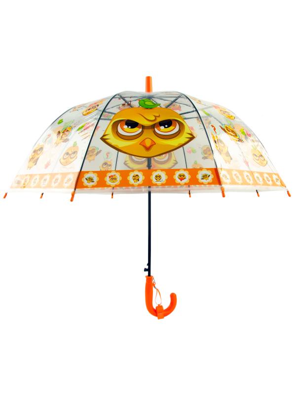 Зонтик детский «Совы» матовый, со свистком, 50 см. Н47230 / Оранжевый