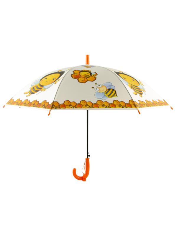 Зонтик-трость детский «Пчёлки», матовый, полуавтоматический, 50 см. 47236 / Оранжевый