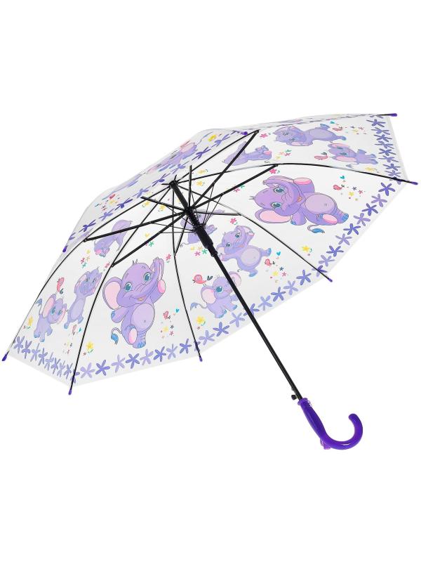 Зонтик-трость детский «Слоник», матовый, полуавтоматический, 50 см. 47236 / Фиолетовый