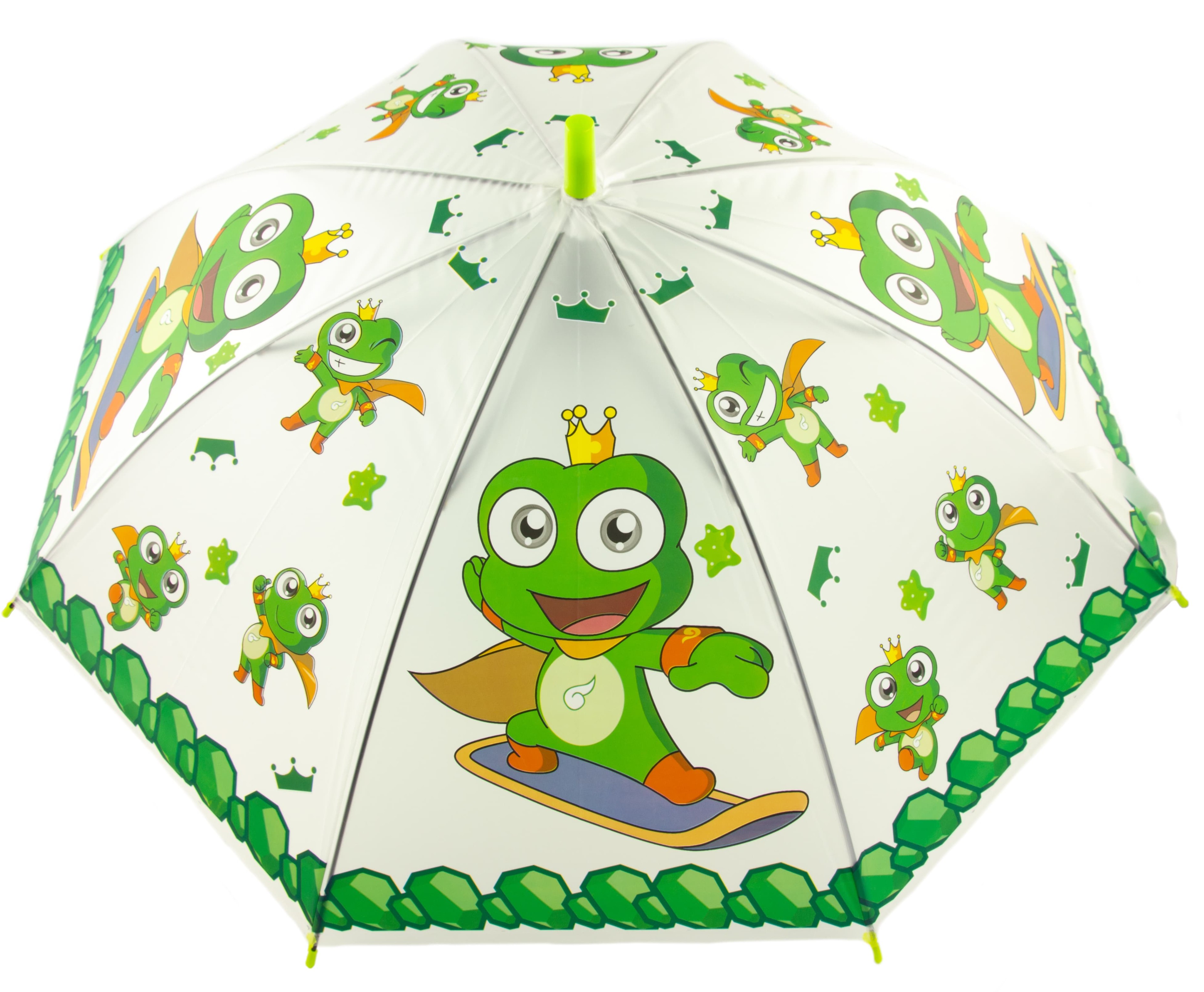 Зонтик-трость детский «Царевна лягушка», матовый, полуавтоматический, 50 см. 47236 / Зеленый