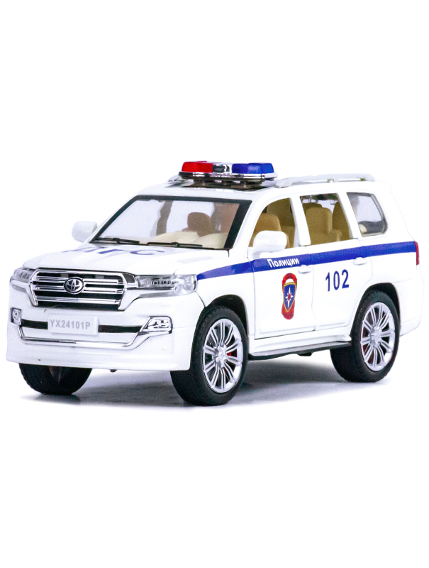 Металлическая машинка Che Zhi 1:24 «Toyota Land Cruiser Prado» CZ124J, 21 см., инерционная, свет, звук / Полиция ДПС