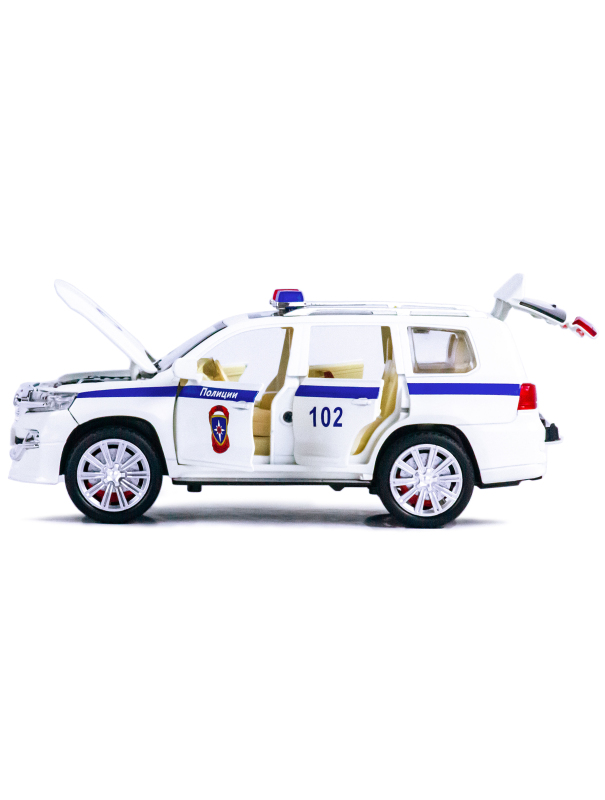 Металлическая машинка Che Zhi 1:24 «Toyota Land Cruiser Prado» CZ124J, 21 см., инерционная, свет, звук / Полиция ДПС