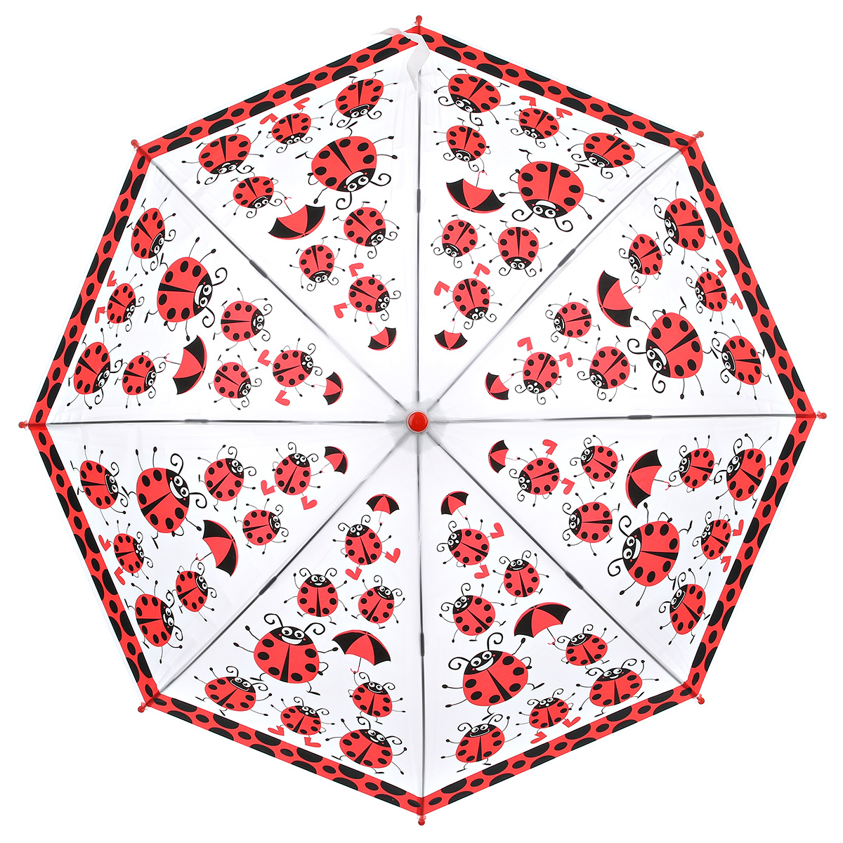 Зонтик детский «Божьи коровки» матовый, со свистком, 65 см. 49799 / Красный