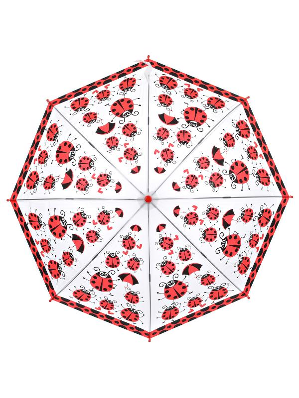 Зонтик детский «Божьи коровки» матовый, со свистком, 65 см. 49799 / Красный