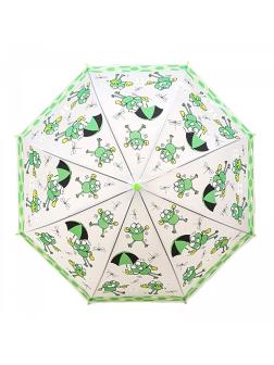 Зонтик детский «Лягушки» матовый, со свистком, 65 см. 49799 / Зеленый