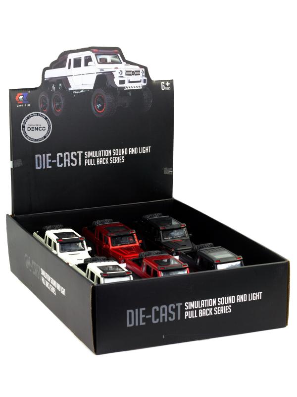 Металлическая машинка Che Zhi 1:22 «Mercedes-Benz G-Class AMG 6х6» CZ122A, 23,5 см., свет и звук, инерционная / Черный