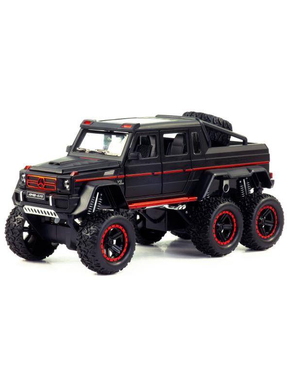 Металлическая машинка Che Zhi 1:22 «Mercedes-Benz G-Class AMG 6х6» CZ122A, 23,5 см., свет и звук, инерционная / Черный