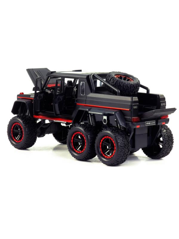 Металлическая машинка Che Zhi 1:22 «Mercedes-Benz G-Class AMG 6х6» CZ122A, 23,5 см., свет и звук, инерционная / Черный